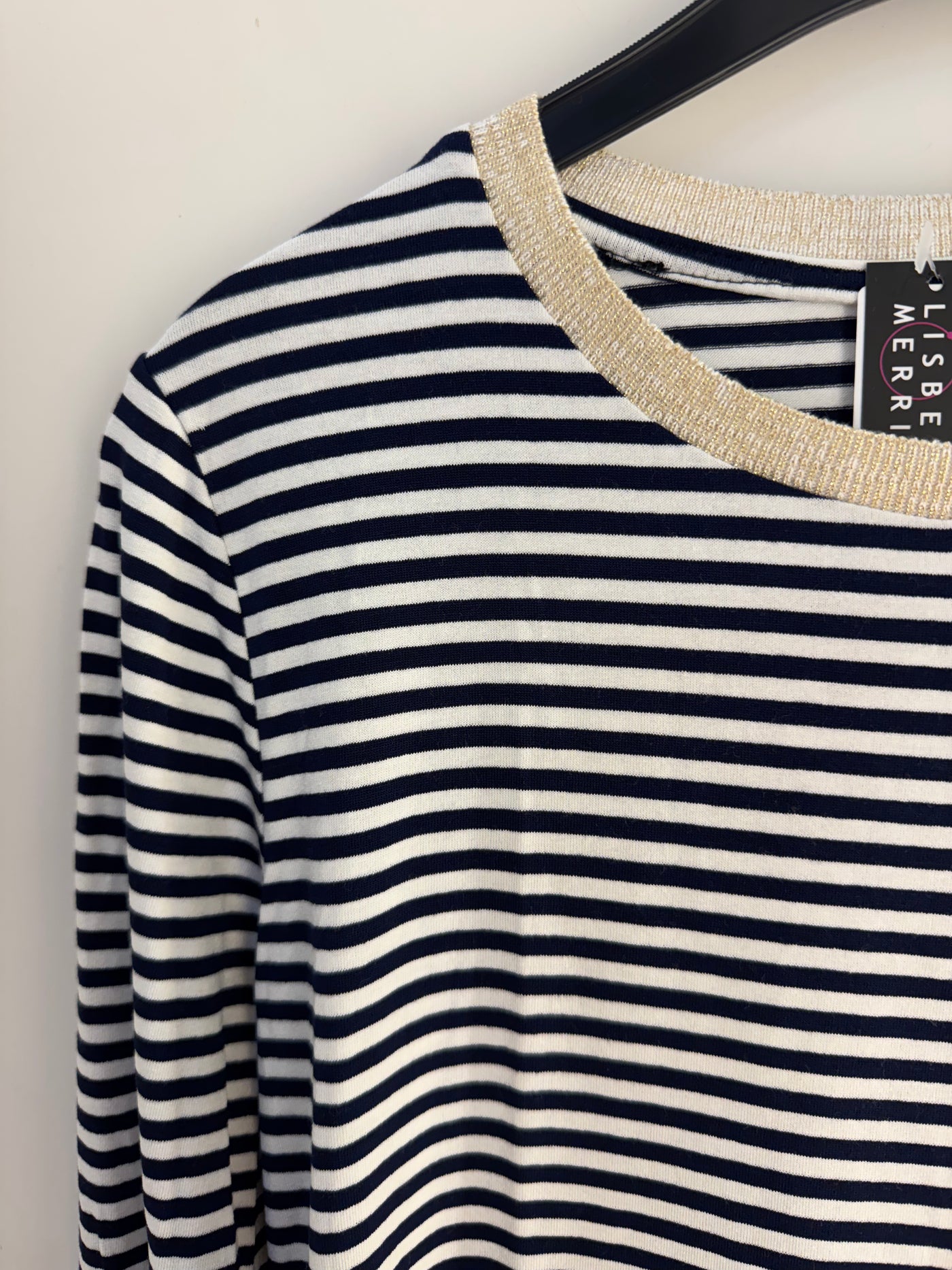Lisbeth Merrild T-shirt stríput v/gullkanti [4 farvur]