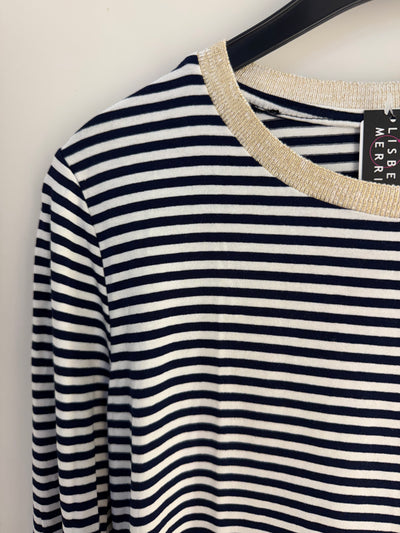 Lisbeth Merrild T-shirt stríput v/gullkanti [4 farvur]