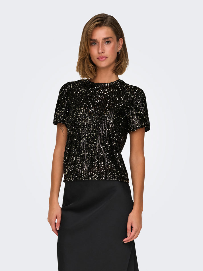 Lana s/s loose sequins top