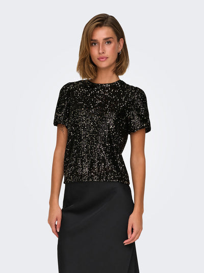 Lana s/s loose sequins top